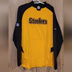 NFL Pittsburgh Steelers Reebok Black and Yellow Long Sleeve Mens Large Shirt